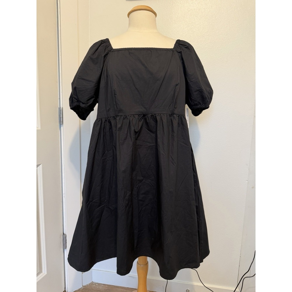 Women's Little Black Dress Tie Back Mini Puff Sleeves, size XXXL 20 Formal Bow - Picture 3 of 5